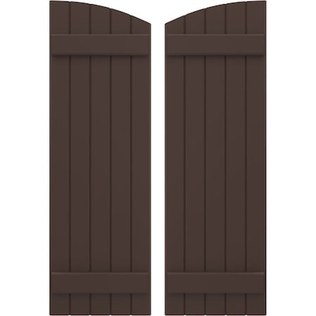 Americraft 5-Board (2 Batten) Wood Joined Board-n-Batten Shutters W/ Ellipt Top, ARW101BE518X43TBH